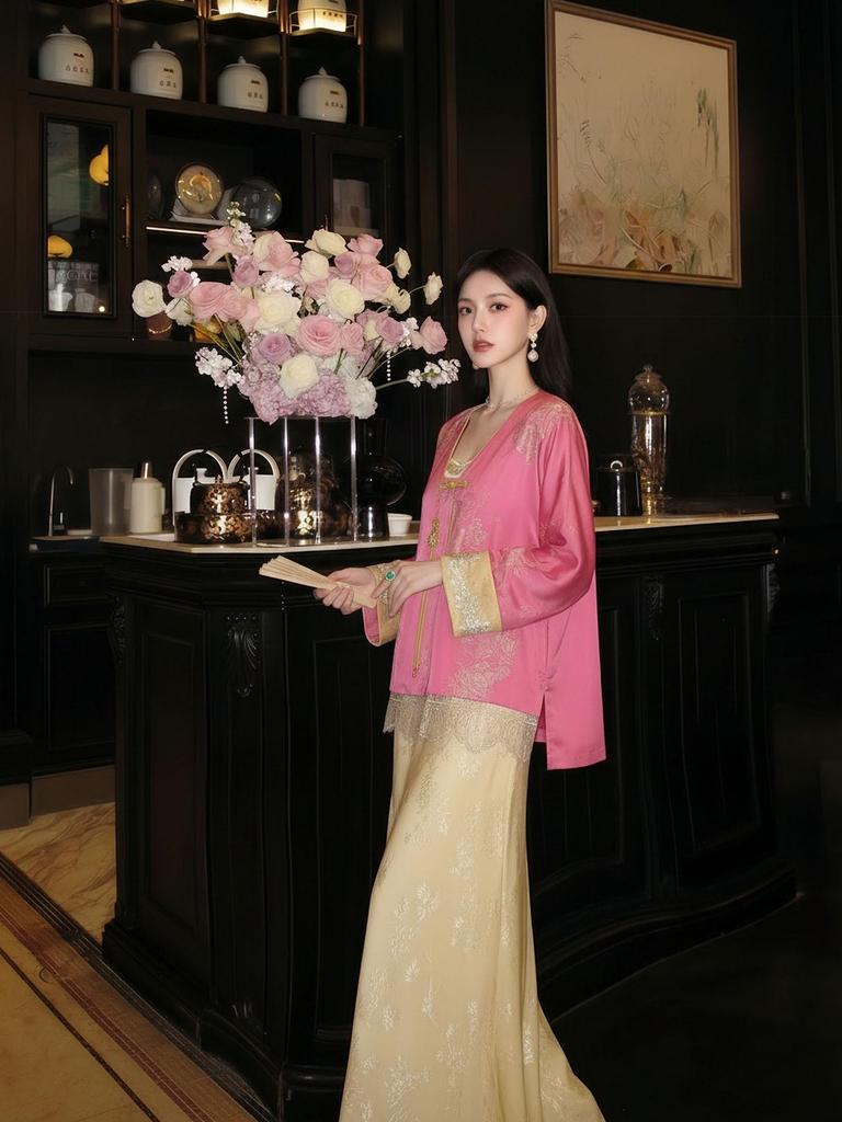 Spring Luxury Embroidered Chinese Style Camisole Dress Set P0160