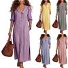Women Loose Fit Striped Casual Dress with Doll Collar Button Down Front and Long Sleeves for Everyday Wear