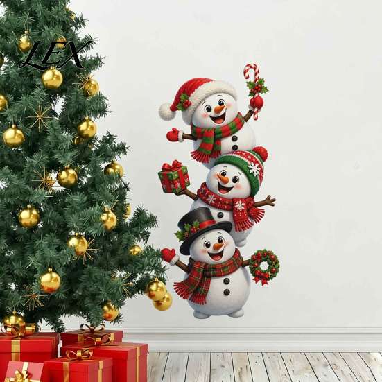Christmas Party Atmosphere Props 3D Wall Stickers, Self?Adhesive PVC Decals, Reindeer Santa Removable Stickers Gingerbread Snowman Xmas Decor
