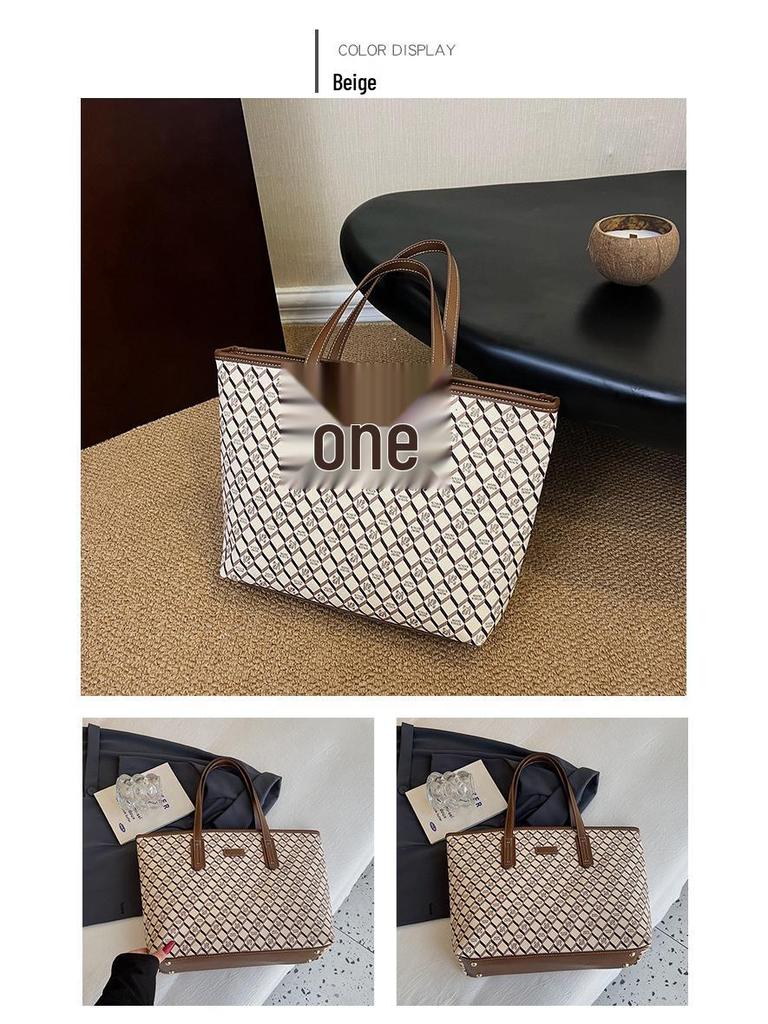 Bolso Tote de Alta Gama para Mujer con Estampado de Diamantes: Bolso de Hombro y Mano de Gran Capacidad Ligero de Lujo Tendencia 2025