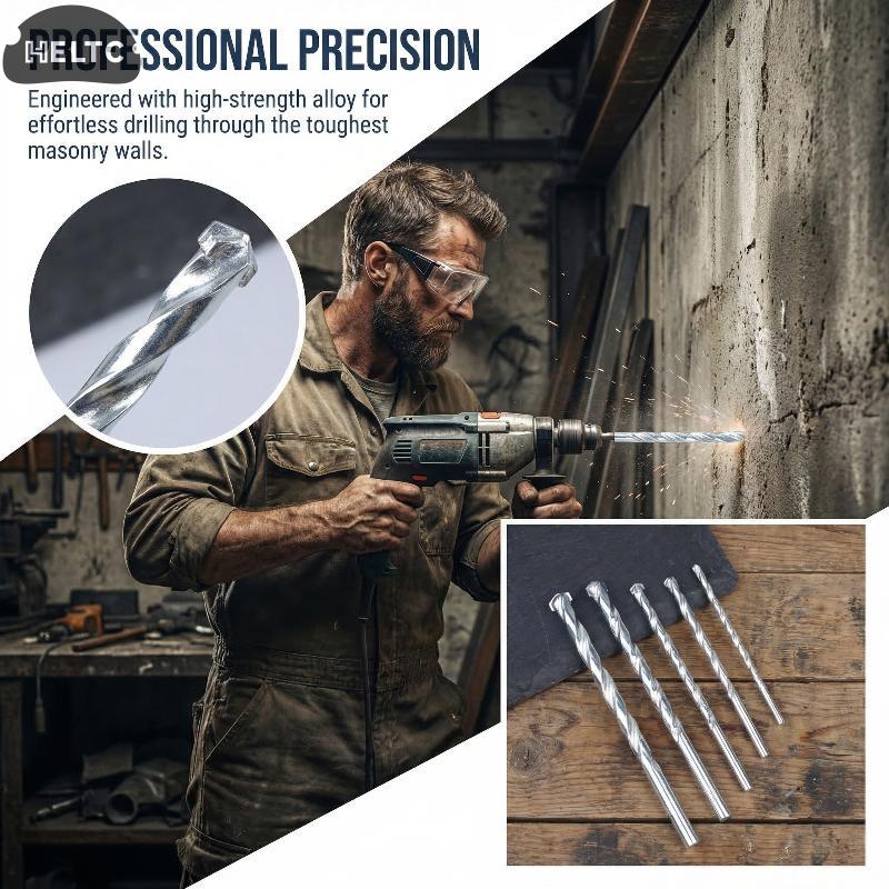 5/8pcs 3-10mm Wall Masonry Drill Bit Carbide Tipped Gun Drill Bit For Brick Concrete Marble Tile Stone Drilling Tools
