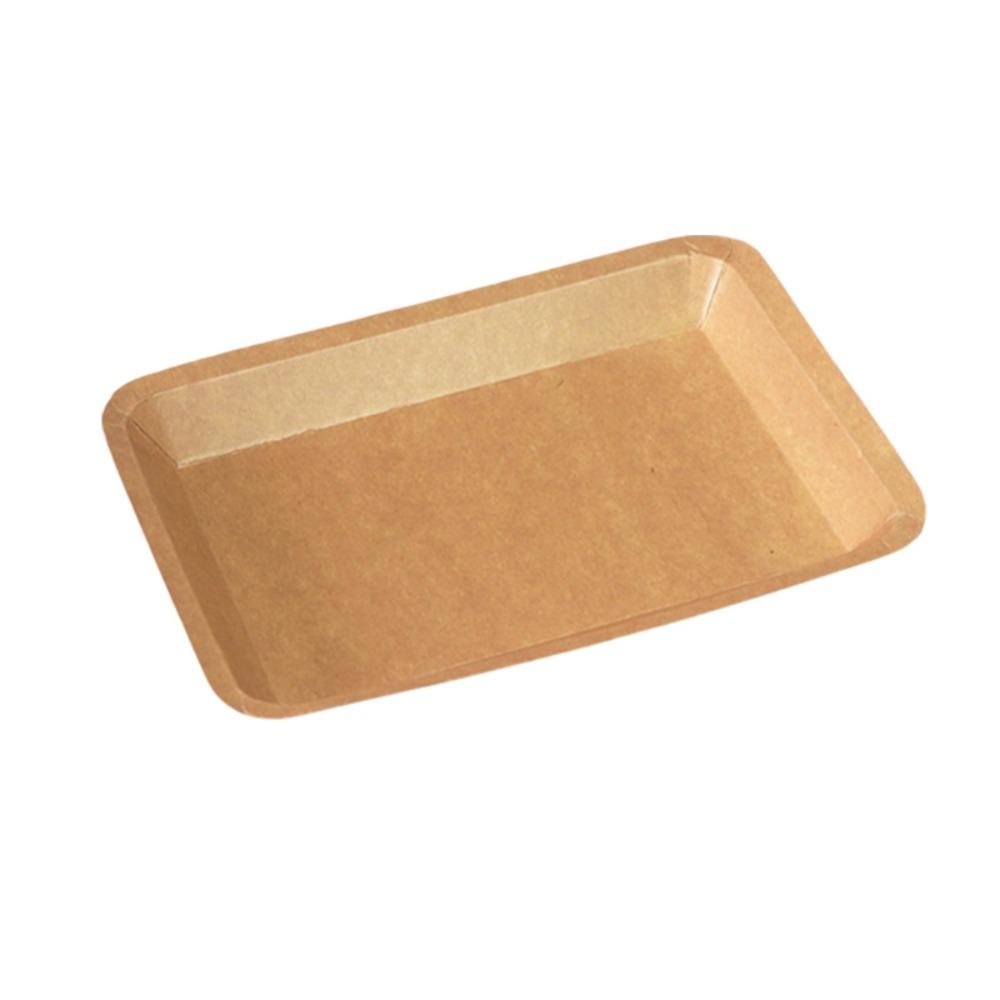 50PCS Waterproof Disposable Kraft Paper Food Plate Thickened Dessert Plate Snack Tray  Fruit