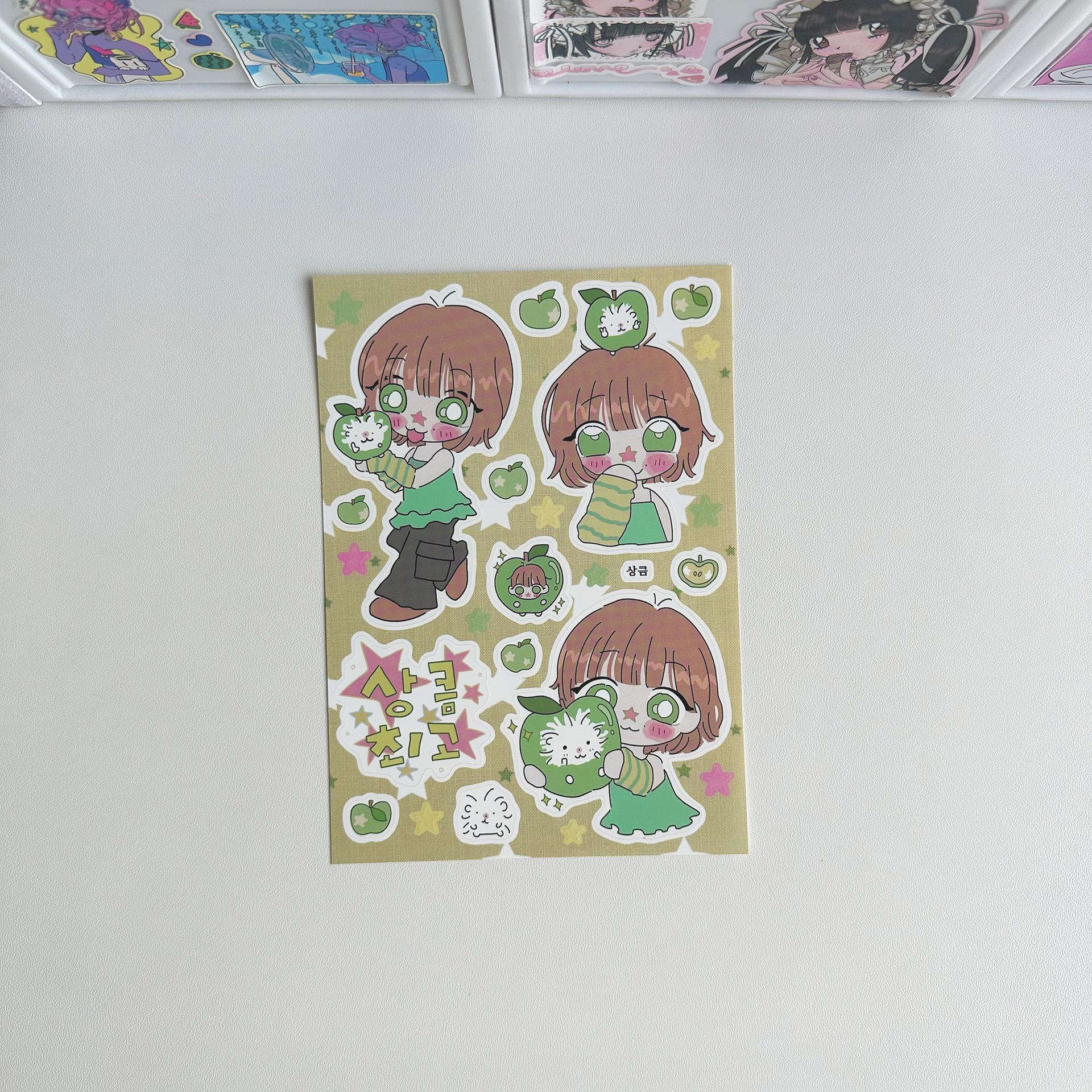 Cute Korean-Style Cartoon Girl Stickers for DIY Journals