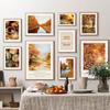 Autumn River Forest Pumpkin Coffee Squirrel Landscape Posters And Prints Wall Art Canvas Painting Pictures For Living Room Decor