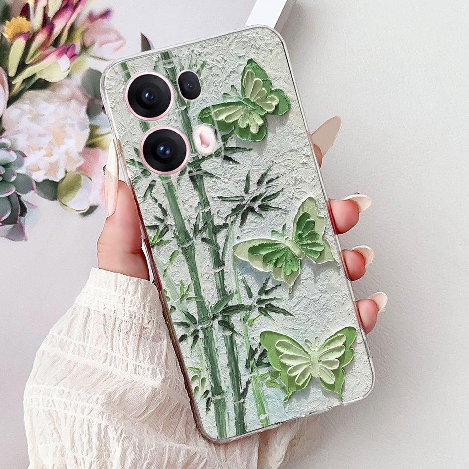 For OPPO Reno13 Pro 5G Case CPH2697 Fashion Flower Butterfly Soft Silicone Phone Cover For OPPO Reno 13 CPH2689 Reno13Pro Bumper