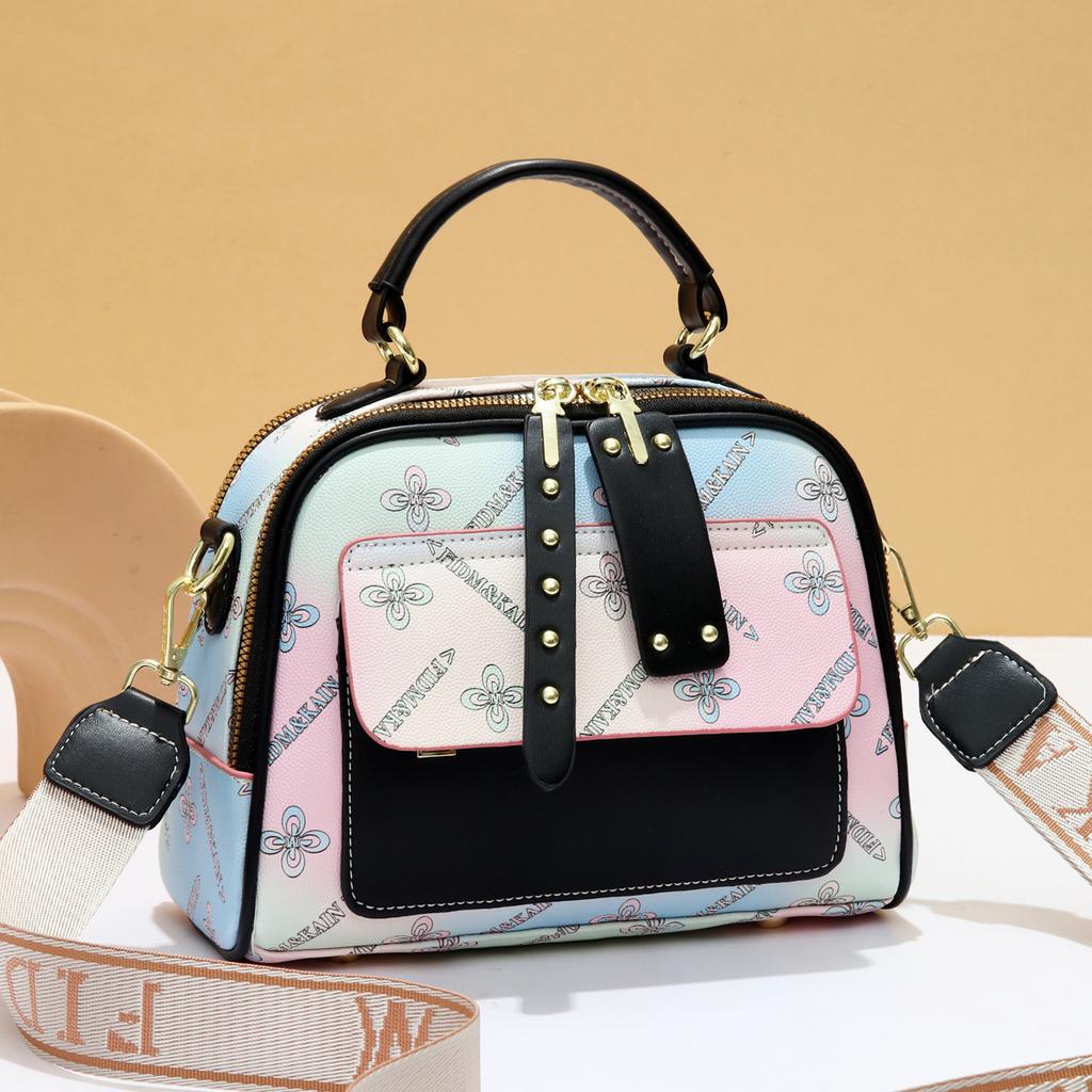 Casual Women's Handbag New Fashion Women's Bag Large Capacity Shoulder Oblique Span Bag Trendy Flower Small Square Bag