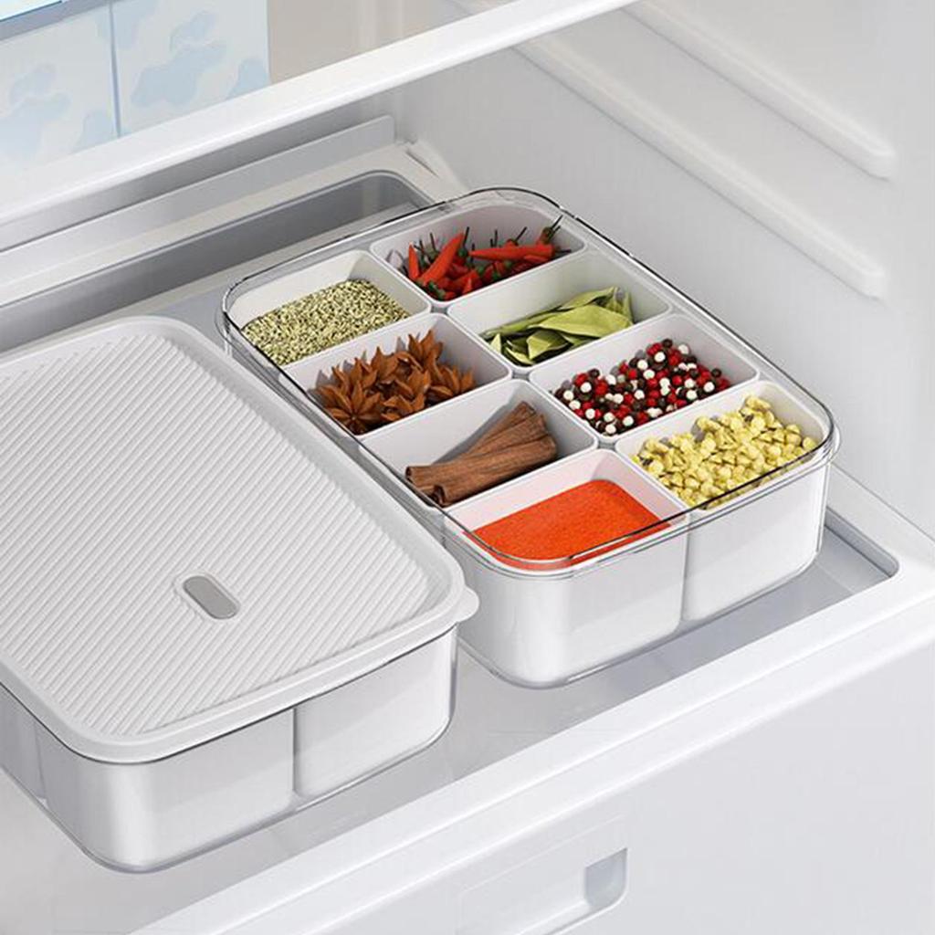 Kitchen Spice Pots,Seasoning Box with Cover,8 Compartments Gadgets,Salt Container,Sugar Bowl Set