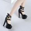 1:6 Heeled Sandals Doll Shoes Chunky Footwear, Ankle Strap Pump for 12inch Action Figure, Up Toy