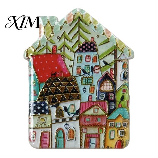 Whiteboard Magnets Vintage House Refrigerator Magnet, Colorful Fairy Tale Town Magnet Fridge Magnetic Kitchen Decoration Accessories