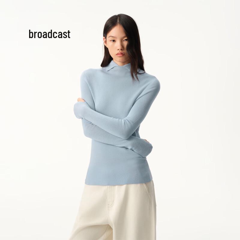 Broadcast Women's Slim-Fit Polo Collar Wool Pullover Sweater