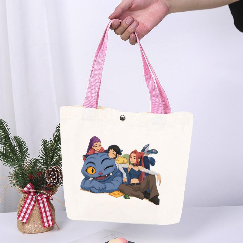 K-Pop Anime Cartoon Printed Student Fashion Casual Canvas Bag Going Out High Value Portable Shoulder Bag