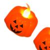Warm White Electronic Candles 2Pcs Halloween Pumpkin Flameless Candles, Battery Operated LED Candle, Decorative Candy Bag Fillers for Light,