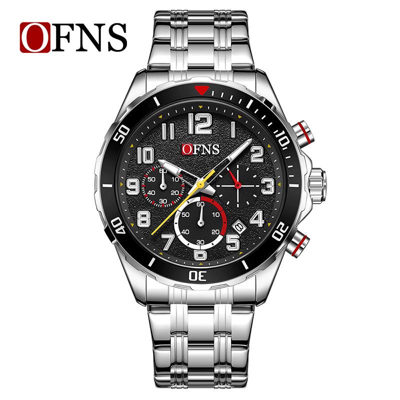 Ofns Luxury Quartz Watch: Luminous, Rotating Bezel, Waterproof & Single Calendar - Men's Business Wristwatch.