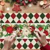 4pcs, Christmas Linen Placemat, Christmas Theme Placemat, Red Heat Insulation Pad, Kitchen Decorative Table Mat Western