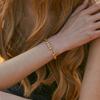 18K Gold-Plated Color-Preserving Geometric Round Bracelet for Women Fashion Metallic O-Shaped Chain Thick Chain Bracelet Jewelry