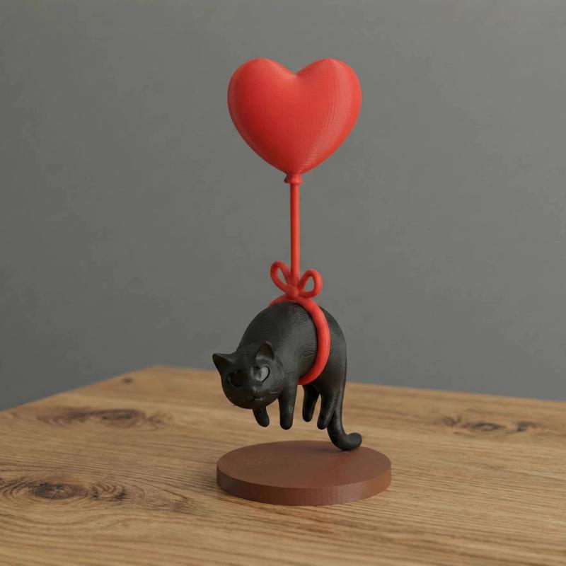 Floating Cat Heart Balloon - Romantic Desk Decor For Couples, Home, Bookshelf, Bedside Cute & Cozy Ornaments Valentines Gift