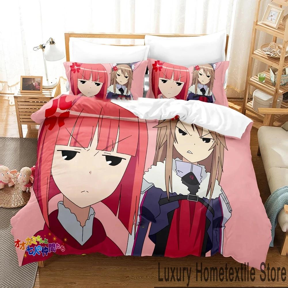 Anime Okami-san and Her Seven Companions Bedding Set Boys Girls Twin Queen King Size Duvet Cover Pillowcase Bed boys Adult