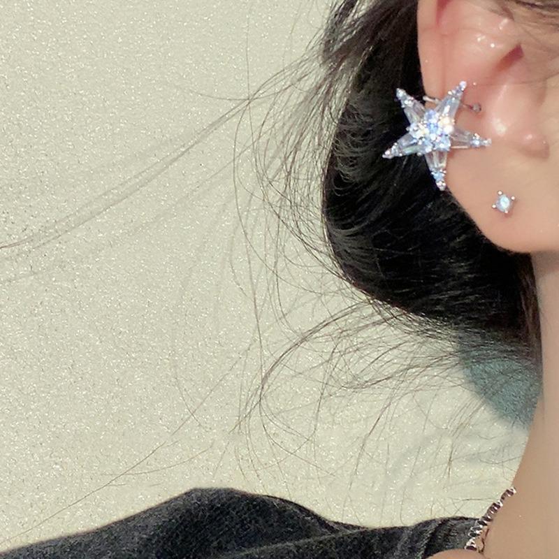 Silver needle zircon starfish earrings high sense fashion temperament stud earrings personality niche versatile light luxury earrings women