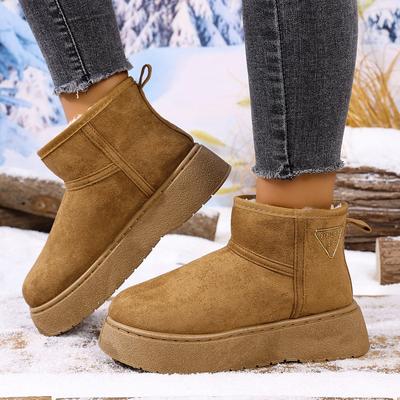 Women Ankle Boots   Warm Short Tube Bread Cotton Shoes Women Winter Thick Bottomed Lined Large Size Snow Boots Women