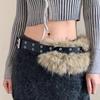 1pcs PU Studded Leather Fur Belt Faux Fur Spicy Girl Style Furry Waistband Korean Style Jeans Decor Y2K Waistband