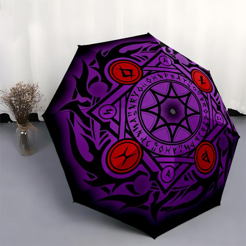 1pc Sorcery Symbolism Umbrella with Plastic Handle, Suitable for All Seasons Outdoor PT389