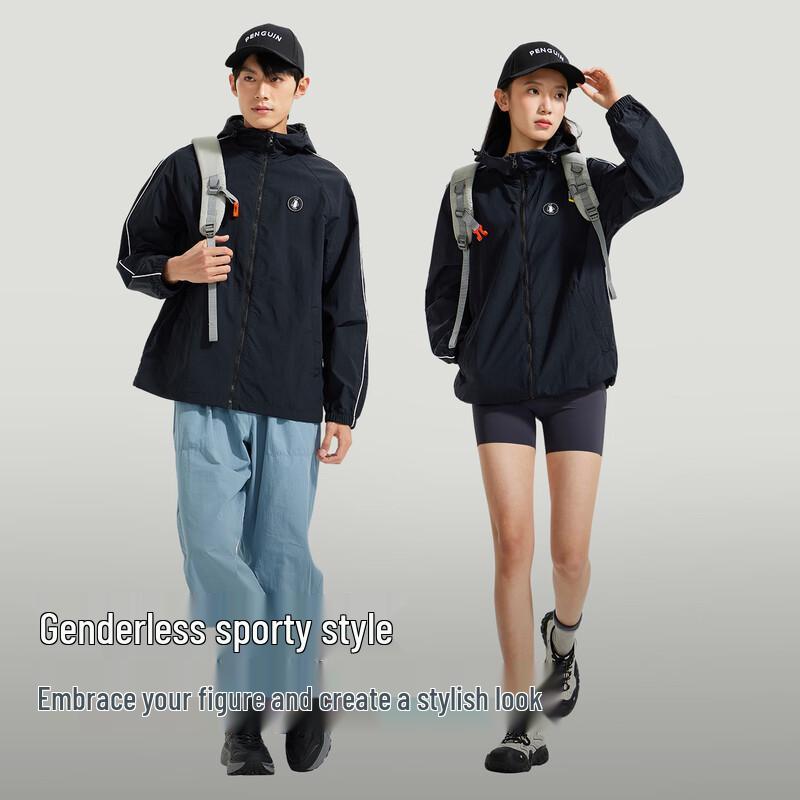 Penguin Sunset Rain Hooded Sun Protection Quick-Dry Sports Jacket