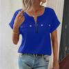 Spring and Summer Solid-color Zipper Shirt Button Top Women's Fashionable Casual T-shirt Women's Wear