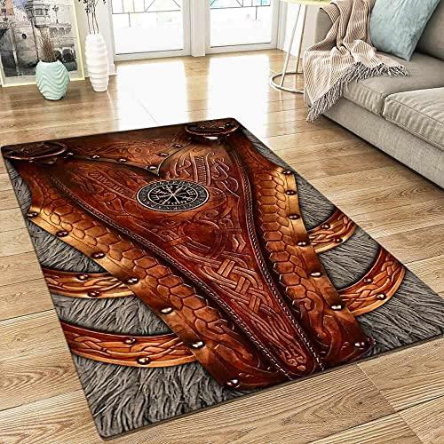 Viking Bear Printing Carpet for Living Room Room Decor Coffee Table Large Area Rug Non Slip Halloween Floor Rugs for Living Room