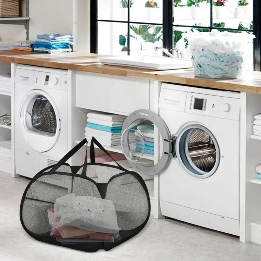 Portable Collapsible Dirty Clothes Hamper Large Capacity Ventilated Dirty Clothes Bin Mesh Foldable Laundry Hamper Storage