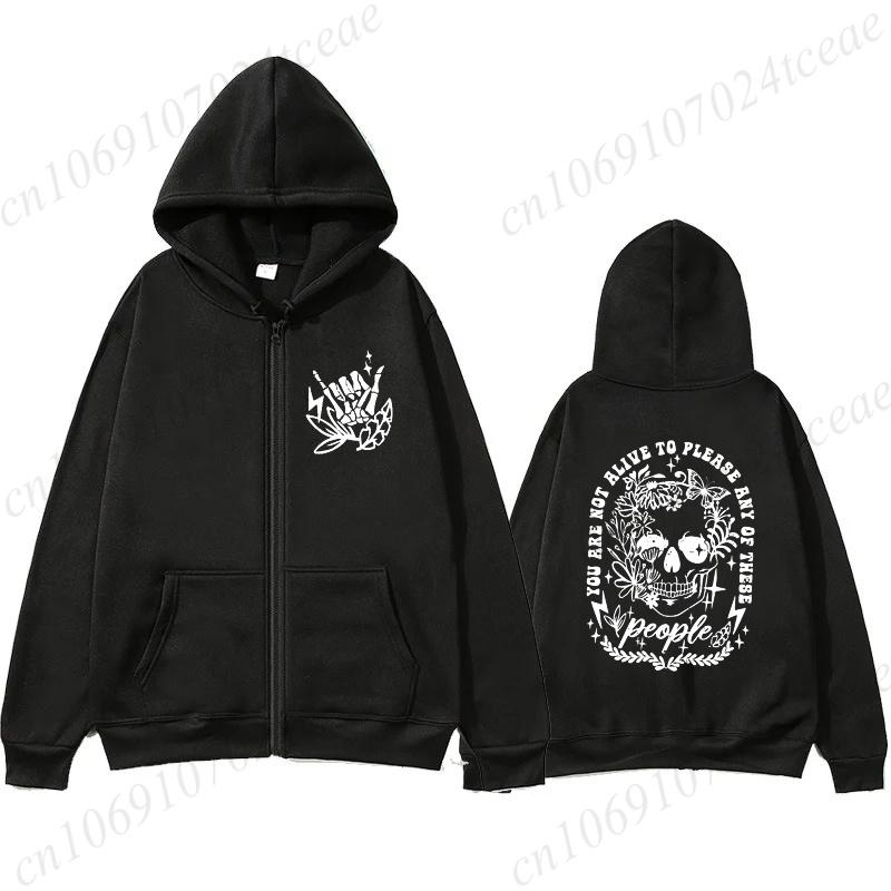 Damen Freizeit Reißverschluss Hoodie Du Lebst Nicht, Um Irgendjemandem Von Diesen Leuten Zu Gefallen Aufdruck Kapuzen Pullover Freizeitkleidung Persönlichkeit Reißverschluss Jacken