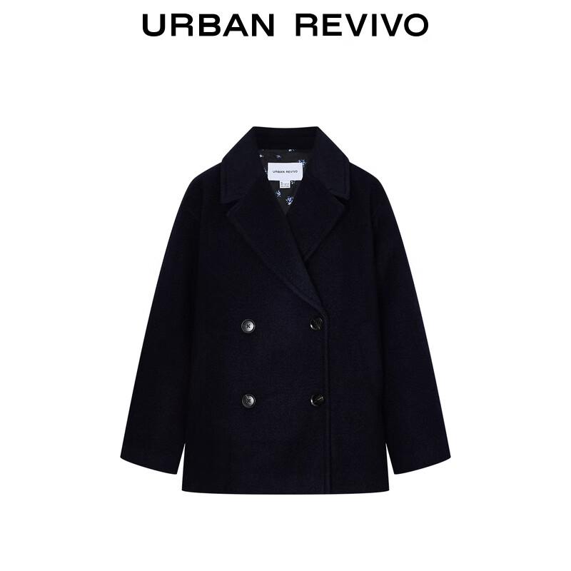 UR Women's Elegant Double-Breasted Loose Winter Coat