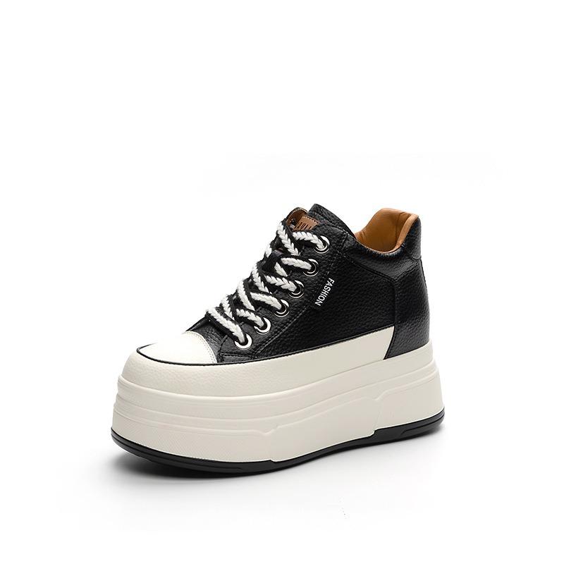 Autumn Women's Shoes New Small Thick-soled Wedge Heel Muffin Heel Women's Shoes Inner Height Increase and Casual Shoes Women's Tide