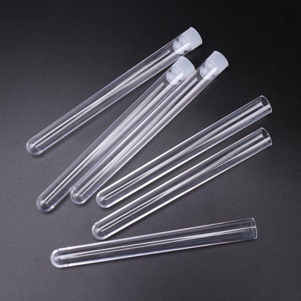 10PCS Translucent Test Tubes with Cap Vials Sample Container  for Office School Chemistry Supplies