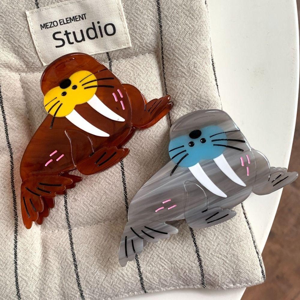 Acetic Acid Sea Lion Hair Claw Creative Geometry Shark Clip Ocean Animal Hair Clip Vacation