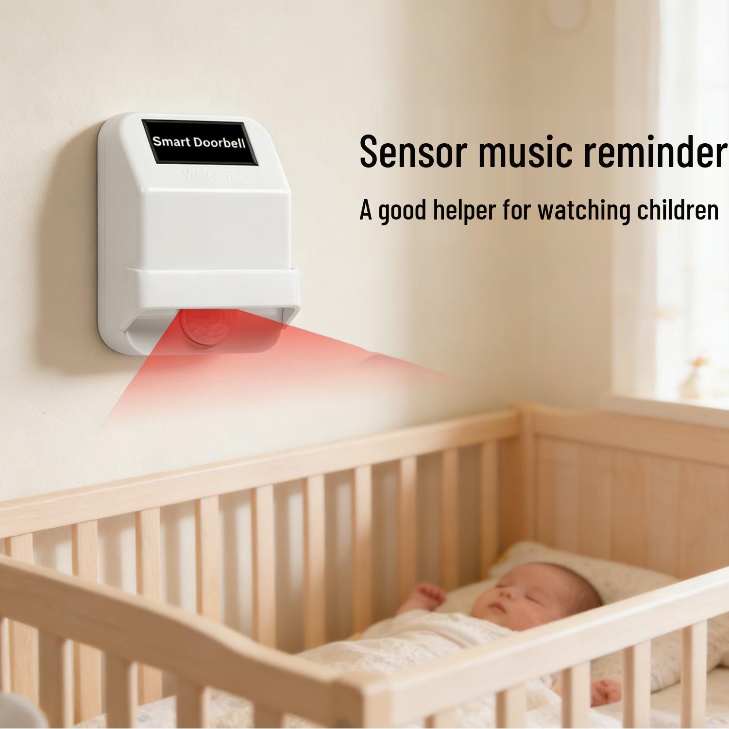 Split Wireless Induction Doorbell with Music Alert, Child Monitoring Aid, Visitor Welcome Indicator Transmitter (pairing required)