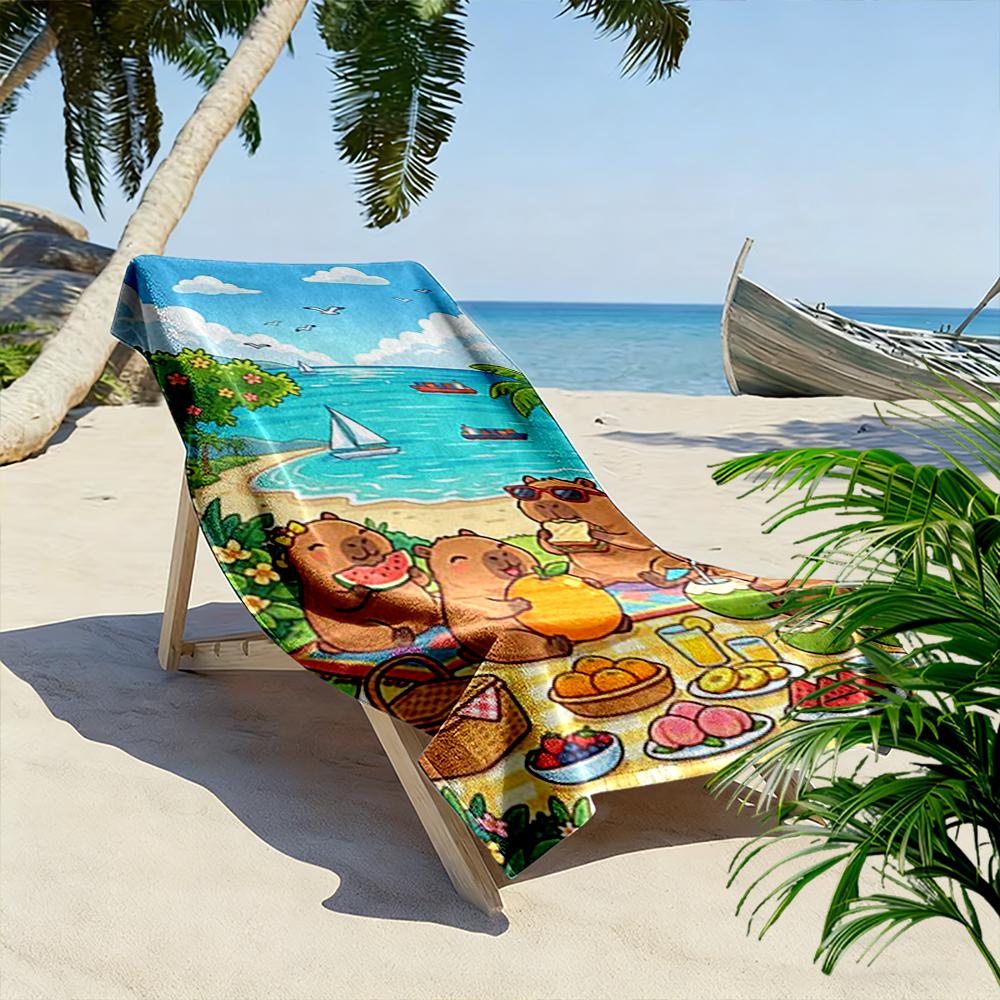 Capybara Family Picnic by the Beach Beach Towel Quick-drying for Travel Outdoor Sports Jogging Beach and Swimming