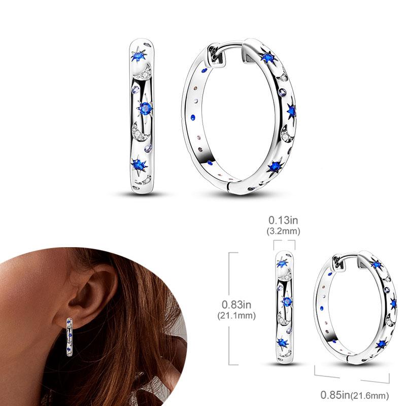 Original 925 Silver Hoops Earrings Zircon Pave Colourful Hoop Earrings For Women Fashion Jewelry Gift