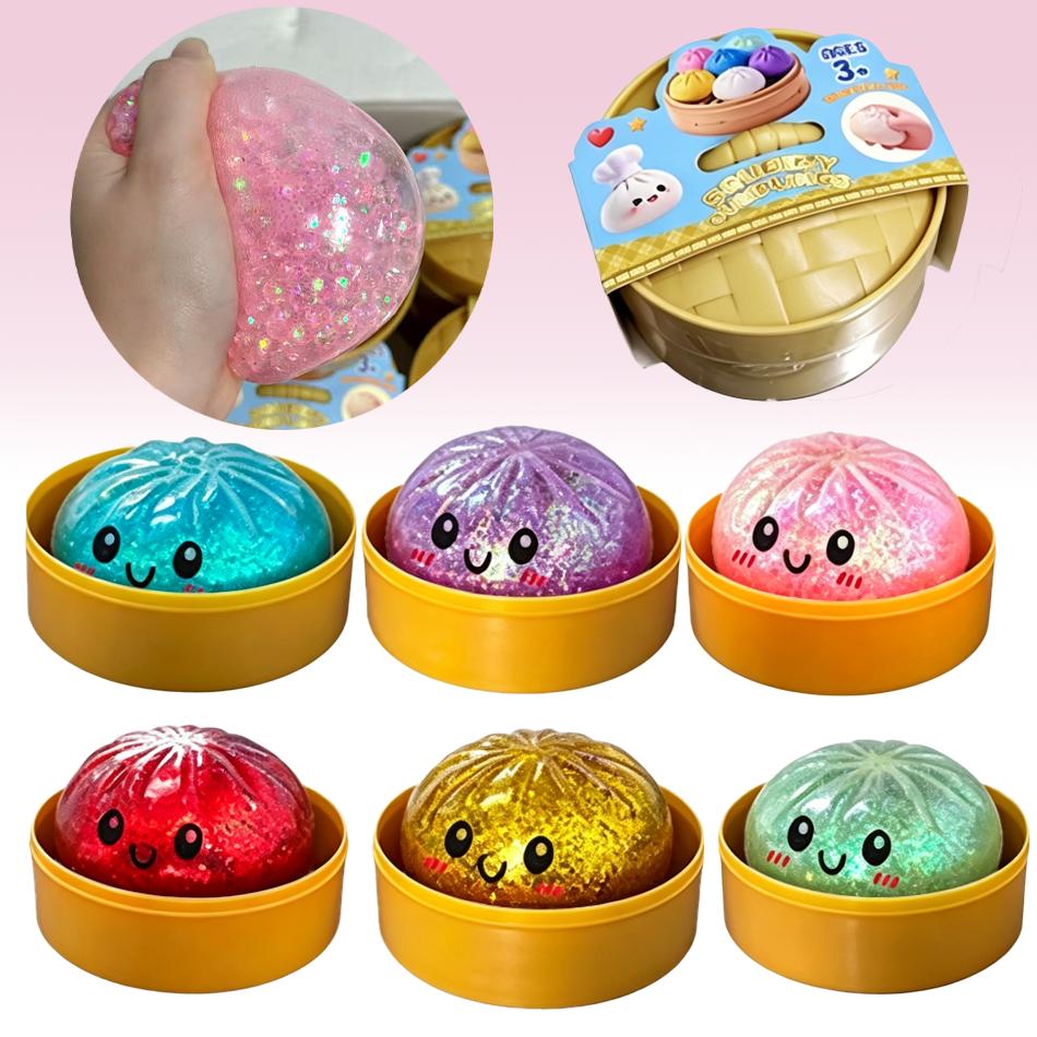 Nuovo Raviolo Colorato con Glitter Raviolo Glitterato Squishy con Scatola Ravioli Giocattolo Sensoriale da Spremere per Sollievo dallo Stress Giocattoli Regali