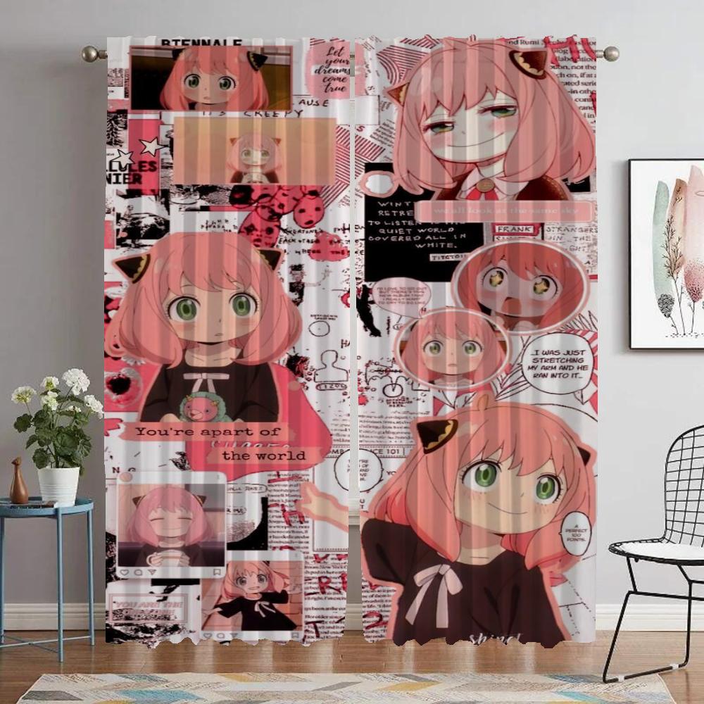 Halloween Decoration Spy X Family Blackout Curtain for Room 2 Panel Elegant Room Curtains Tulle for Bedroom Shades Partition