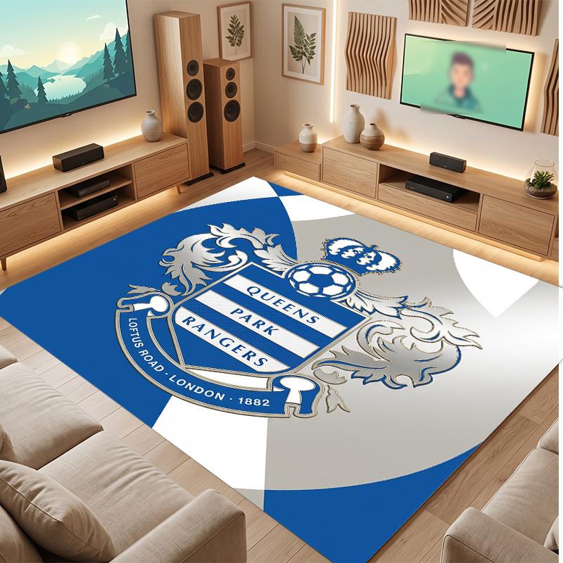 Queens Park Rangers Football Print Crystal Velvet Rug, Comfortable Water Absorbent Non Slip Indoor Floor Carpet