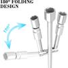 14-Inch Foldable 4 Way Lug Wrench(17,19,21,23mm),Cross Lug Nut Removal Tool/Tire Changing Kit for Car Wheel Lug Nuts,Universal Labor-Saving Tire Iron
