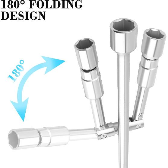 14-Inch Foldable 4 Way Lug Wrench(17,19,21,23mm),Cross Lug Nut Removal Tool/Tire Changing Kit for Car Wheel Lug Nuts,Universal Labor-Saving Tire Iron