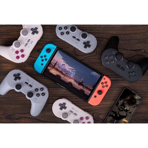 8BitDo Pro 2 Bluetooth Controller for Switch, Hall Effect Joystick Update, Wireless Game Controller for Switch, PC, Android, Steam Deck & Apple (Gray)