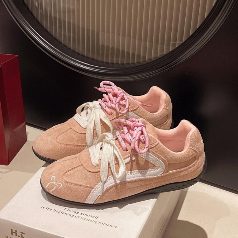 Jumei Red German Training Shoes Women's Spring 2025 New Versatile Round Head Casual Sports Shoes Lace-up Forrest Gump Shoes