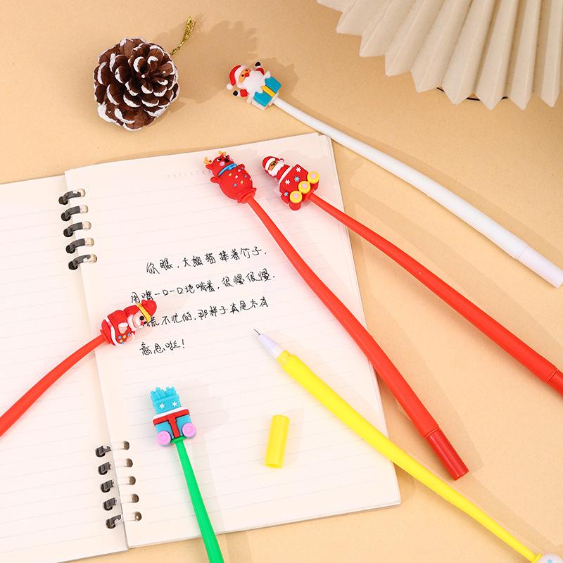 48Pcs Cartoon Christmas Gel Pens Children Gift Elk Snowman Ornamant Christmas Party Favor Gift Pen School Stationery Prize Office Gift Holiday Gift No