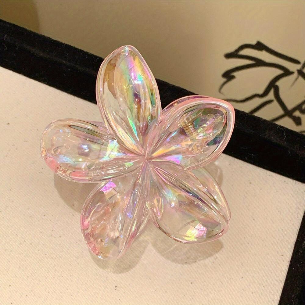 Bohemian Minimalist Resin Flower Hair Clips, Transparent AB Color Gradient, Non-Slip, for Thick Hair, Braid Styling, Hawaiian Easter New Year Gifts