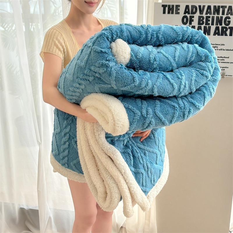 Doppelseitige Taftdecke, Warme Verdickte Fleece-Einfarbig-Decke Weiche Warme Überwurfdecke Nickerchen-Decke für Couch Sofa Büro Bett Camping Reisen