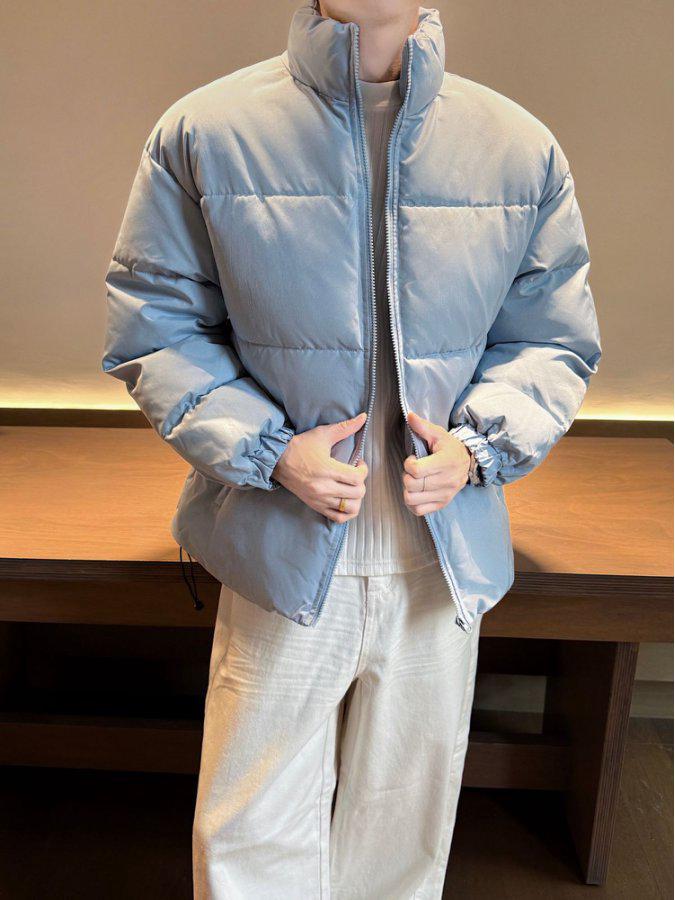 Herren Wintermantel aus Baumwolle: Einfarbig, trendiger koreanischer Stil, Hongkong-Mode, dicke, kurze Pufferjacke für hübsches Paar