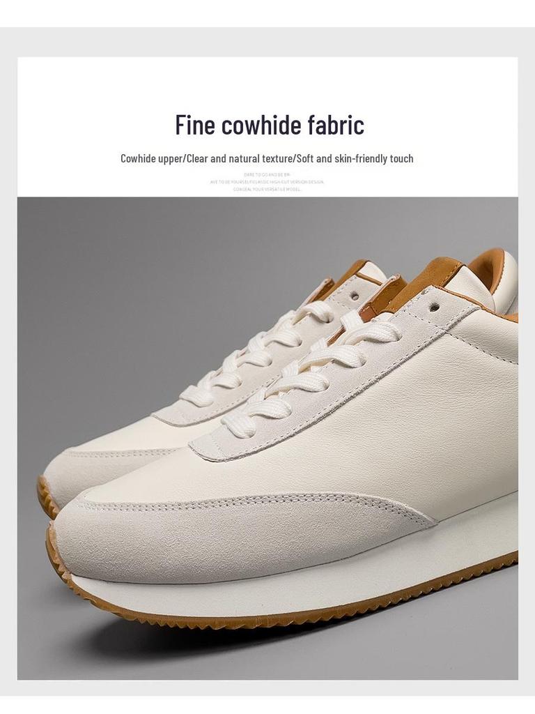 European Luxury Men's Genuine Leather Casual White Shoes - Trendy Summer Forrest Gump Style