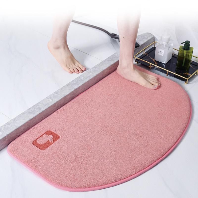Luxurious Semi-Circular Memory Foam Bath Mat, Ultra Absorbent Bathroom Mat Anti-Slip Toilet Rug